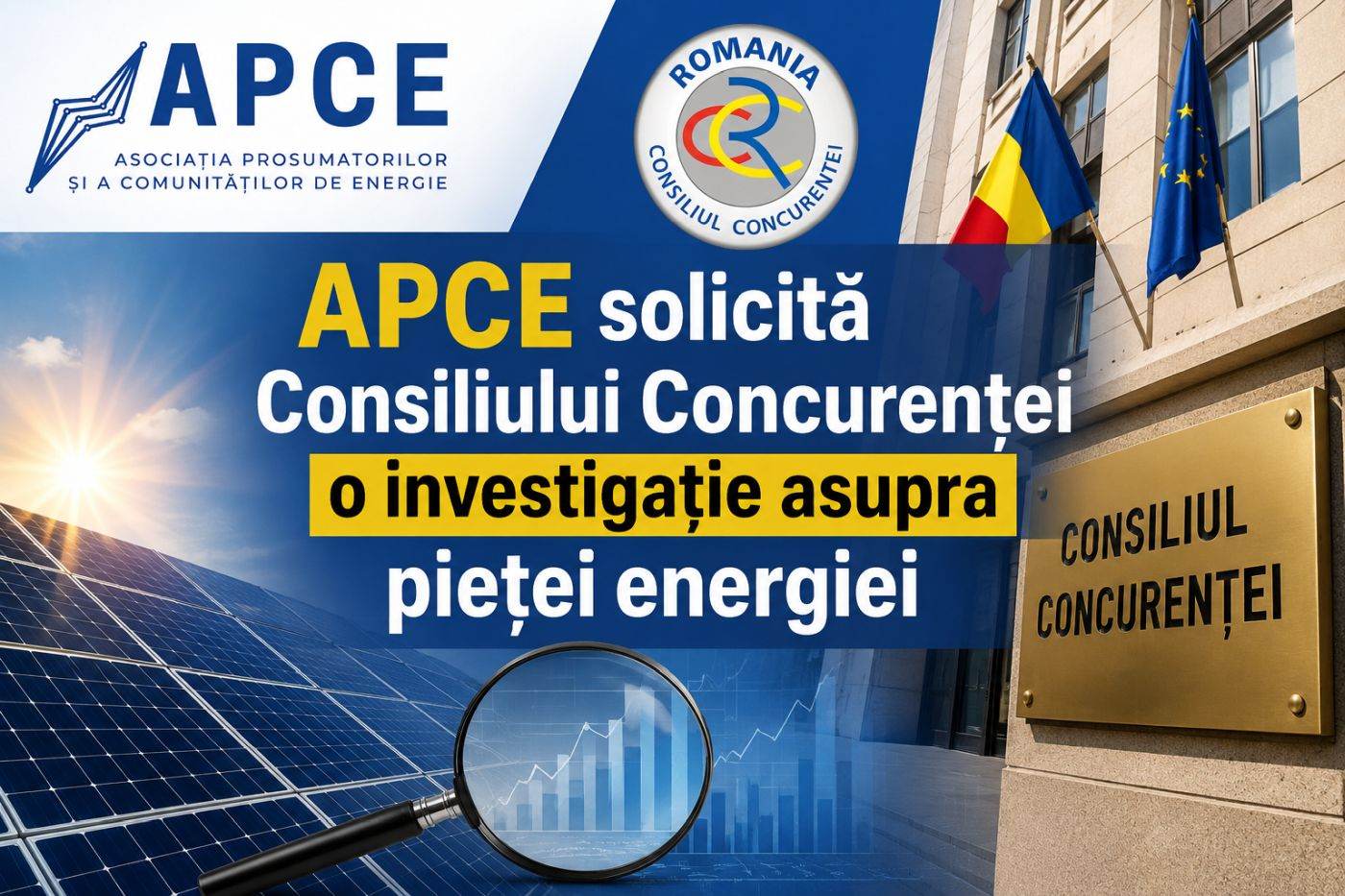 Asociatia Prosumatorilor APCE solicită Consiliului Concurenţei o investigaţie asupra pieţei energiei